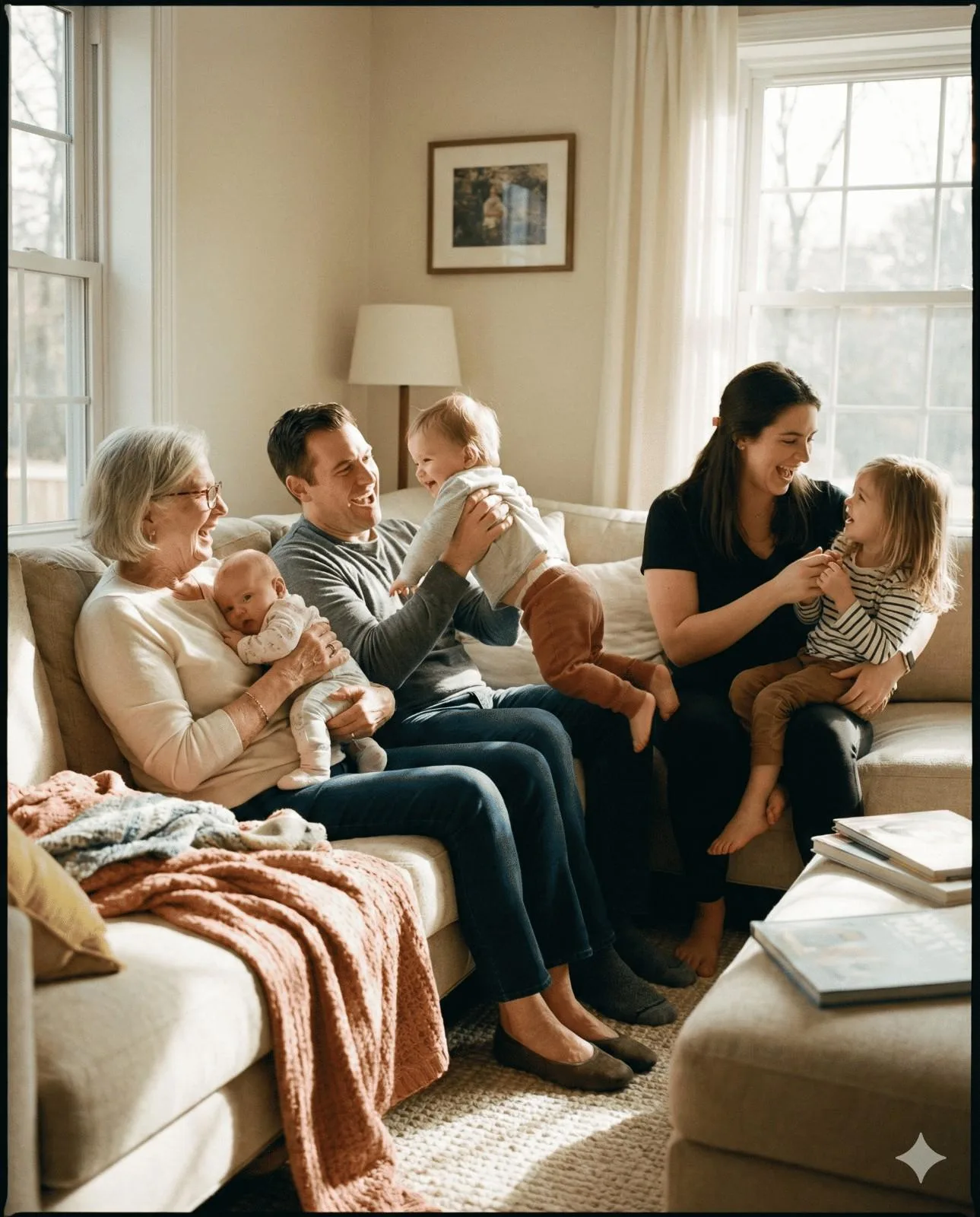 Famiglia felice che usa Tata Facile per trovare la babysitter perfetta